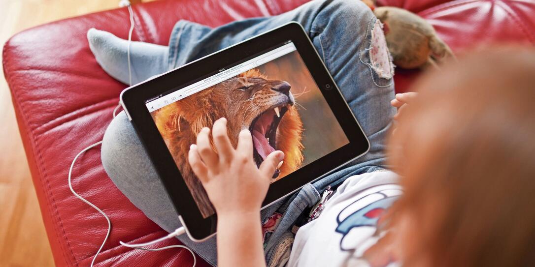 APPLE, IPAD, I-PAD, TABLETTCOMPUTER, COMPUTER, NOTEBOOK, TABLET-COMPUTER, LOEWE, MAEDCHEN, KLEINES MAEDCHEN,