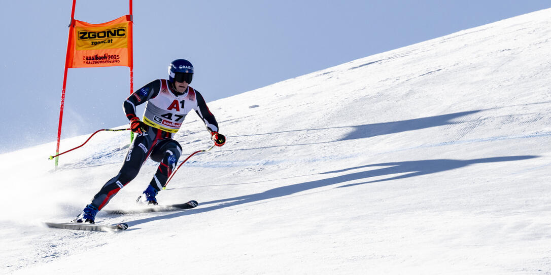 Nico Gauer im Abfahrtstraining: Auf dieser Piste wird der Balzner am Sonntag sein letztes Rennen bestreiten.